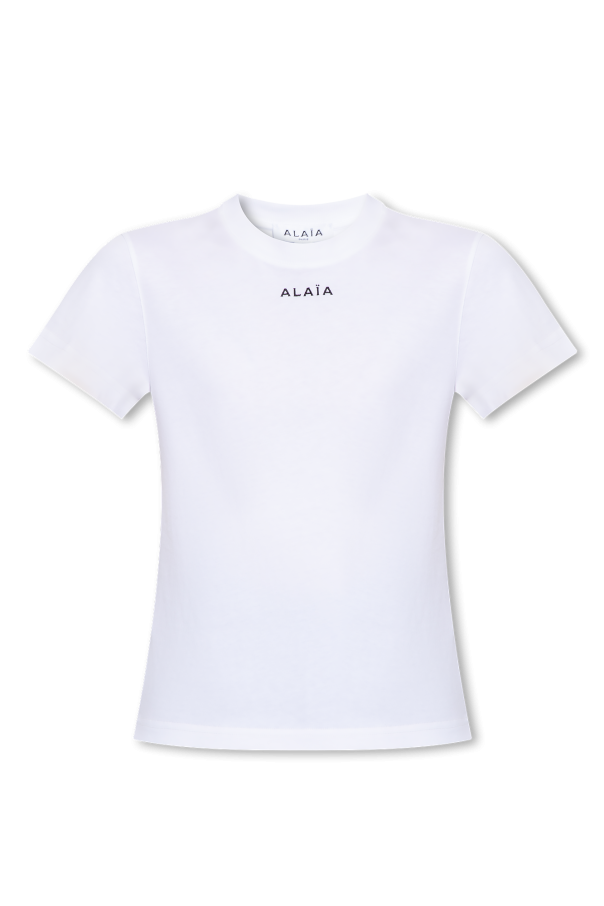 Tシャツ・カットソー ALAIA Women Tops AA9I0003J010A White shirt with logo Alaïa - White T - SchaferandweinerShops